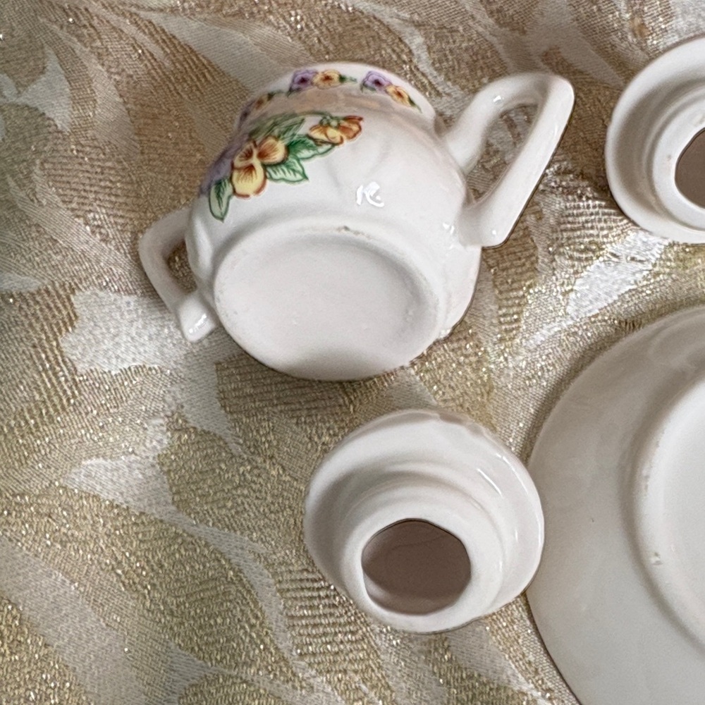 Vintage Miniature Floral White Porcelain Tea Set - Picture 8 of 10